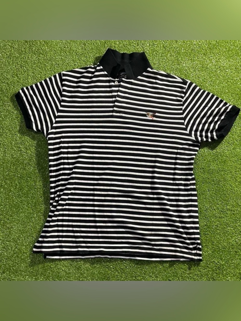 Vintage Black Striped Polo Shirt